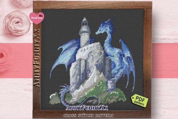 Blue Dragon Cross Stitch Pattern PDF