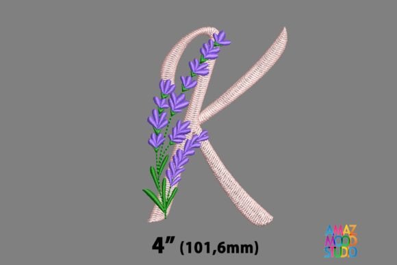 Letter K Floral Lavender Monogram