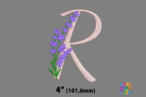 Letter R Floral Lavender Monogram