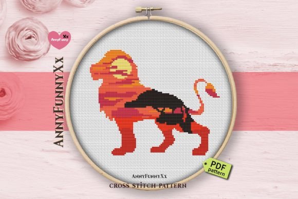Lion Counted Cross Stitch PDF Pattern